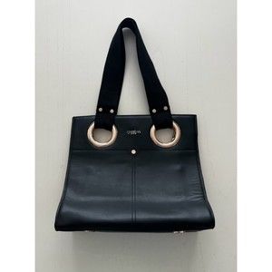 SPARTINA black Middleton medium size leather Box Tote 449 VGUC